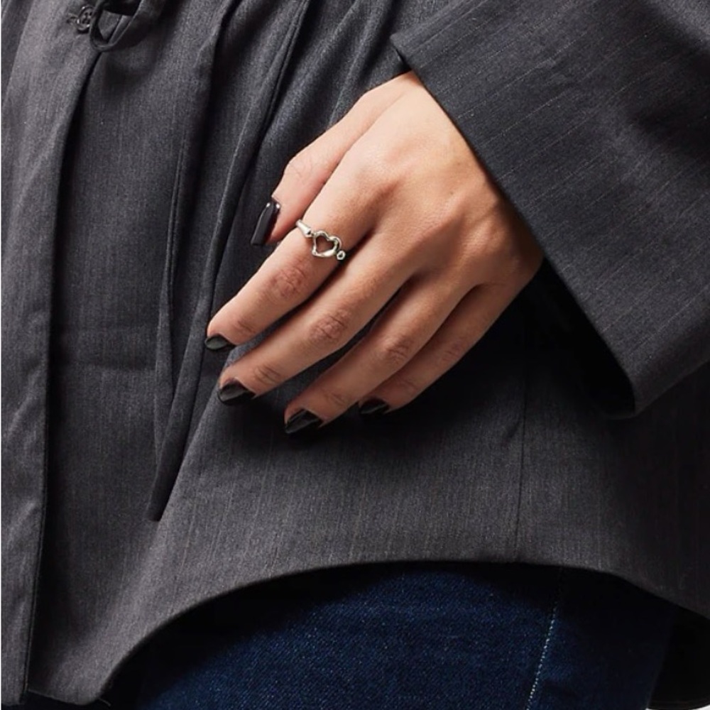 Tiffany & Co. Silver Elsa Peretti Open Heart Ring